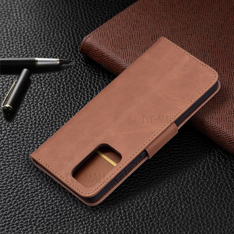 PU Leather Wallet Stylish Smartphone Case for Samsung Galaxy A72 5G / A72 4G - Brown-8