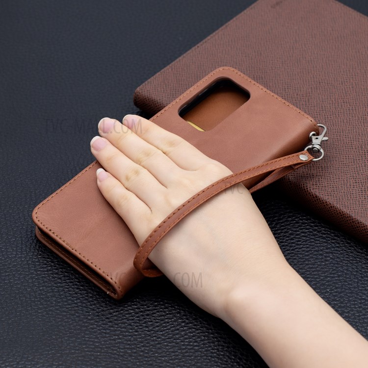 PU Leather Wallet Stylish Smartphone Case for Samsung Galaxy A72 5G / A72 4G - Brown-9