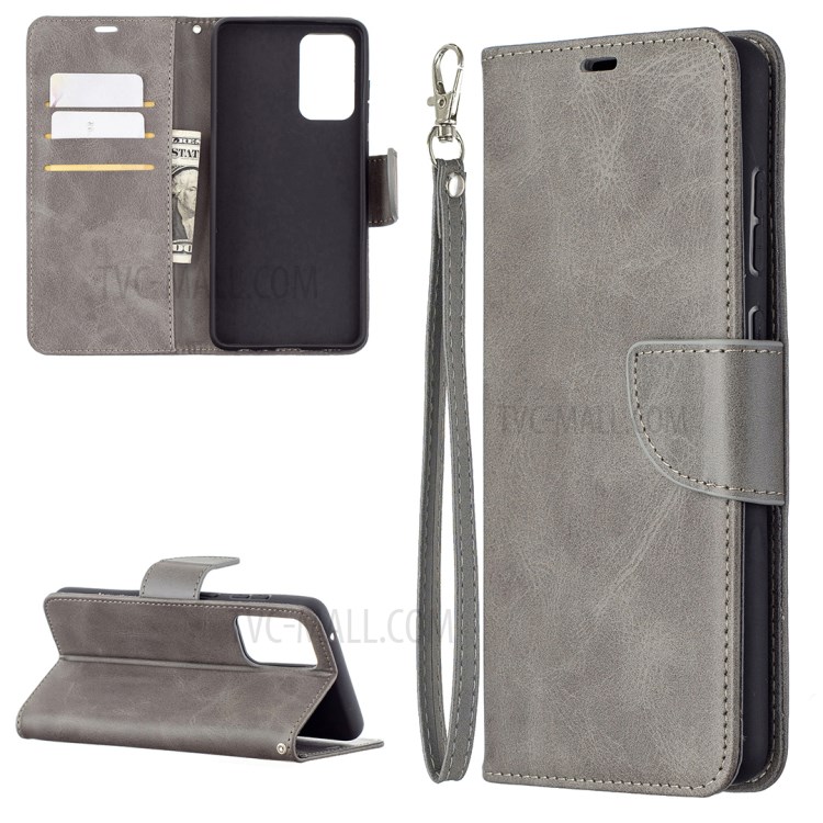 PU Leather Wallet Stylish Smartphone Case for Samsung Galaxy A72 5G - Grey-1