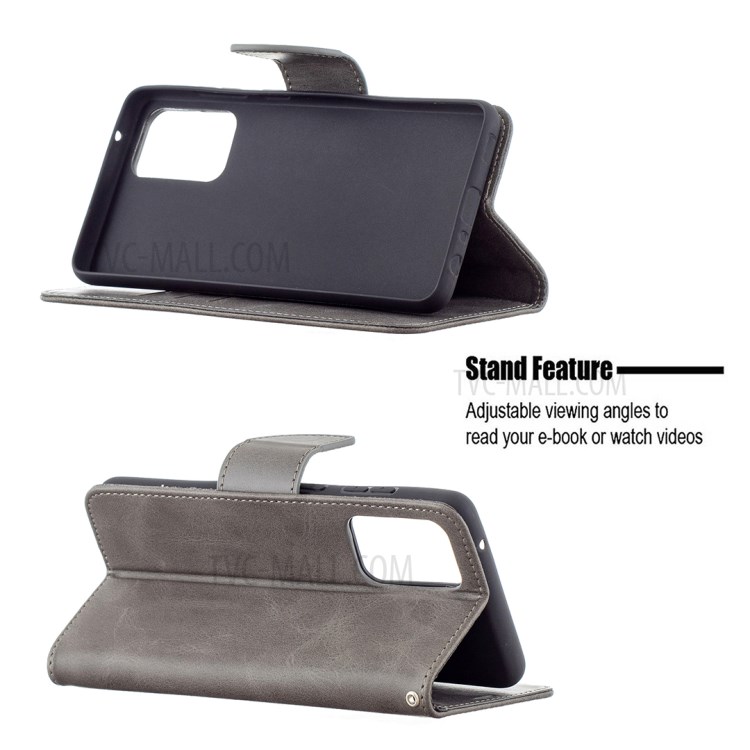 PU Leather Wallet Stylish Smartphone Case for Samsung Galaxy A72 5G - Grey-5