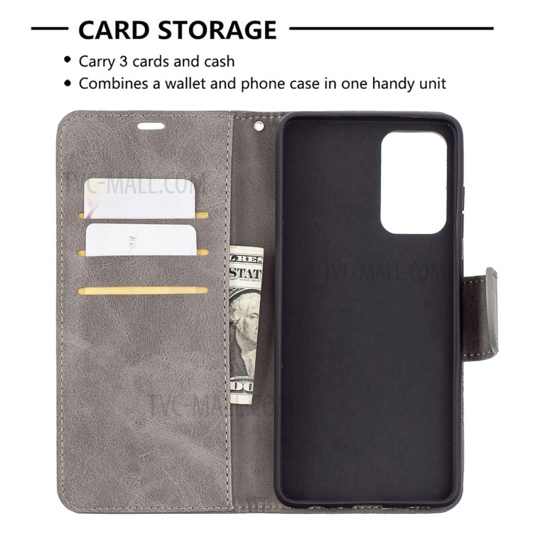 PU Leather Wallet Stylish Smartphone Case for Samsung Galaxy A72 5G - Grey-6
