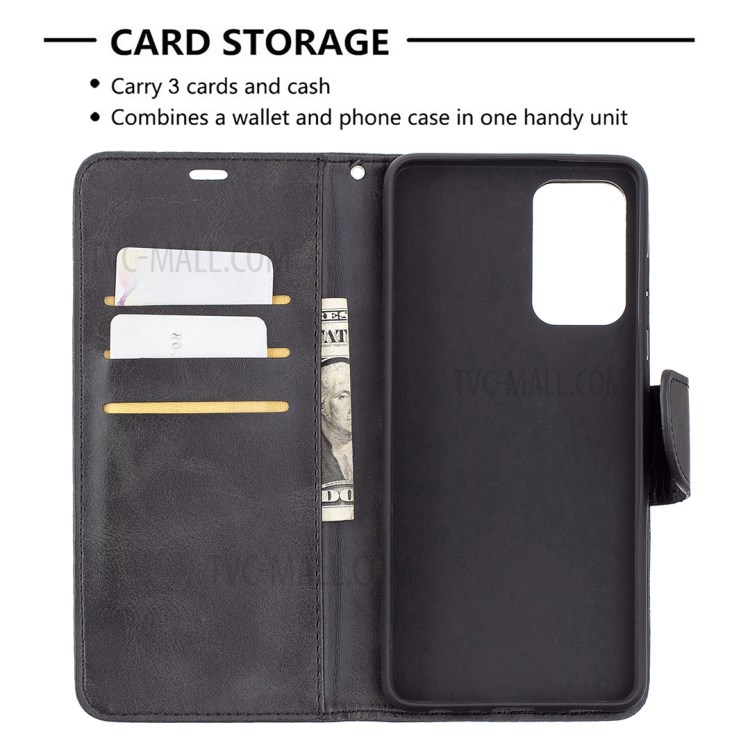 PU Leather Wallet Stylish Smartphone Case for Samsung Galaxy A72 5G - Black-6