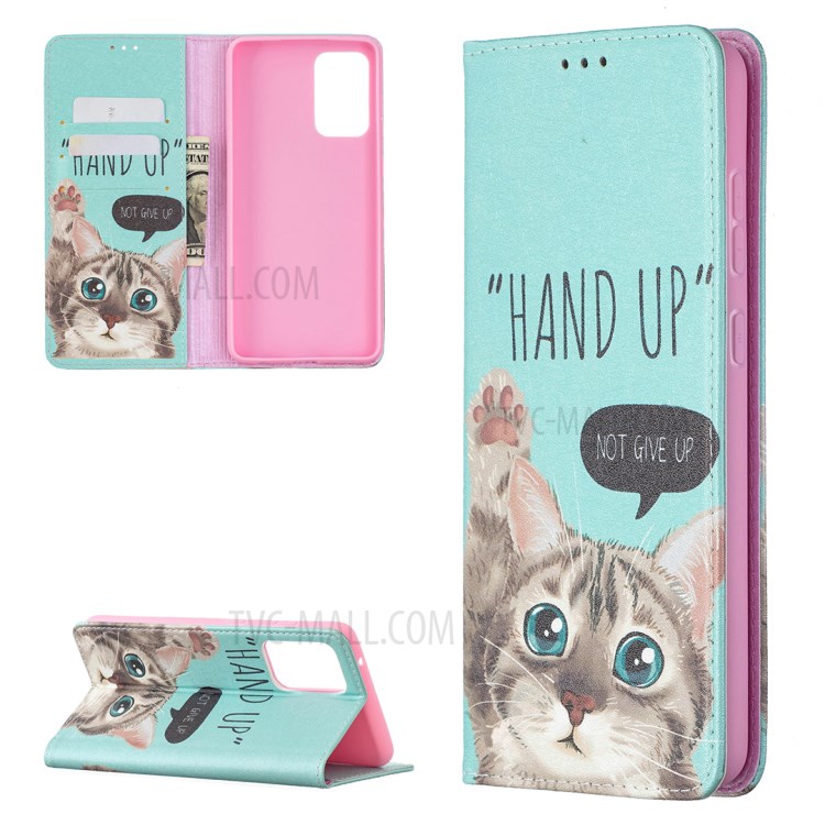 Magnetic Closure Stylish Patterned for Samsung Galaxy A72 5G PU Leather Stand Case - Cat-1