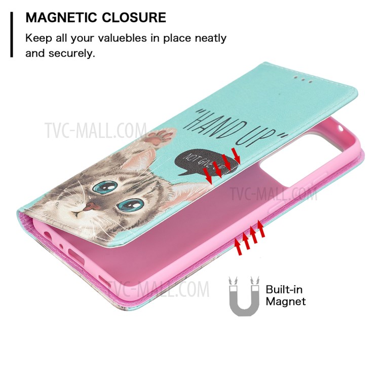Magnetic Closure Stylish Patterned for Samsung Galaxy A72 5G PU Leather Stand Case - Cat-6