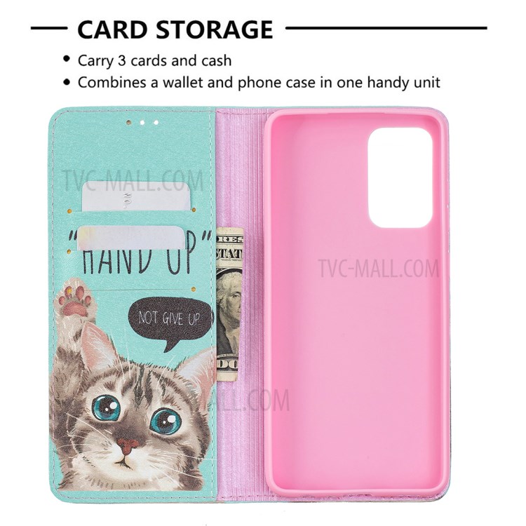 Magnetic Closure Stylish Patterned for Samsung Galaxy A72 5G PU Leather Stand Case - Cat-7