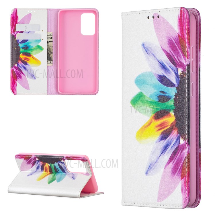 Magnetic Closure Stylish Patterned for Samsung Galaxy A72 5G PU Leather Stand Case - Sunflower-1