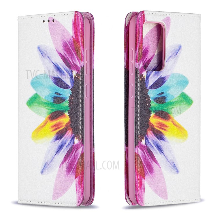 Magnetic Closure Stylish Patterned for Samsung Galaxy A72 5G PU Leather Stand Case - Sunflower-4