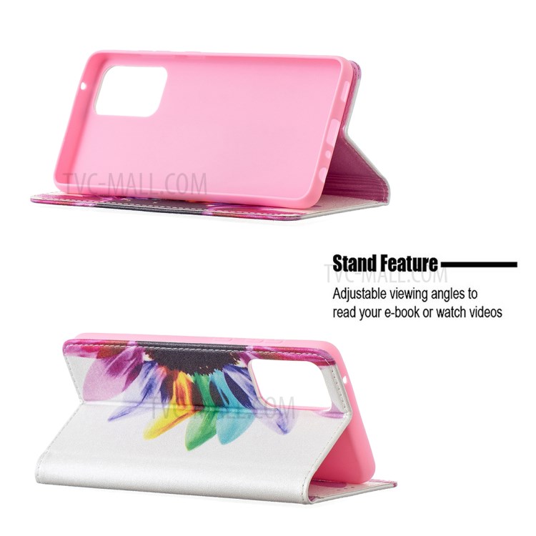 Magnetic Closure Stylish Patterned for Samsung Galaxy A72 5G PU Leather Stand Case - Sunflower-5