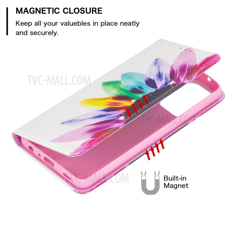 Magnetic Closure Stylish Patterned for Samsung Galaxy A72 5G PU Leather Stand Case - Sunflower-6