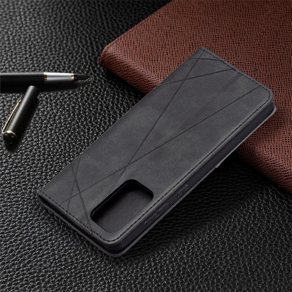 For Samsung Galaxy A72 5G Geometric Pattern Leather Stand Case Card Holder Shell - Black-9