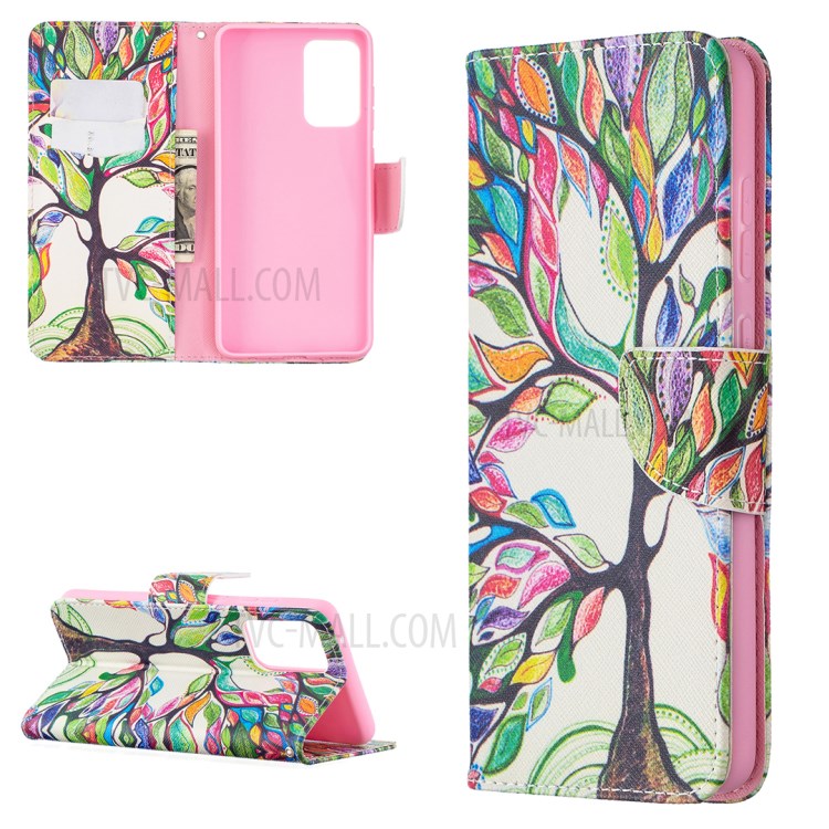 Hot Style Wallet Pattern Printing Stand Phone Case Cover for Samsung Galaxy A72 5G - Life Tree-1