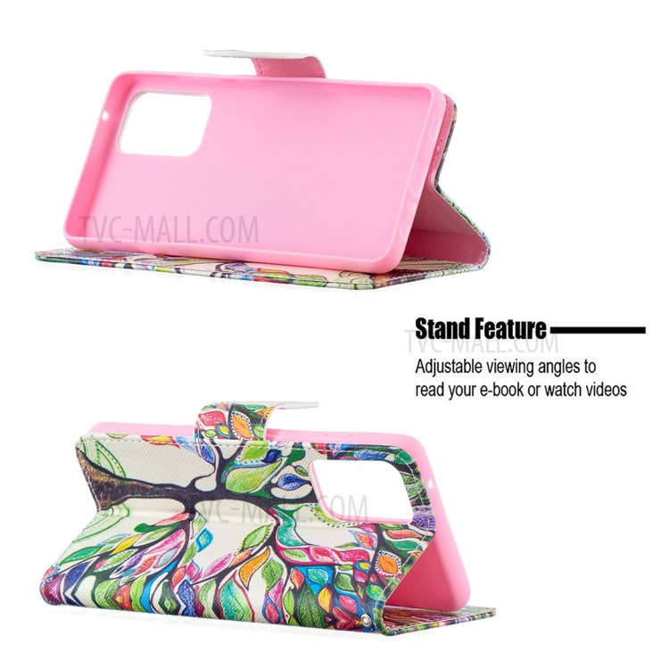 Hot Style Wallet Pattern Printing Stand Phone Case Cover for Samsung Galaxy A72 5G - Life Tree-5