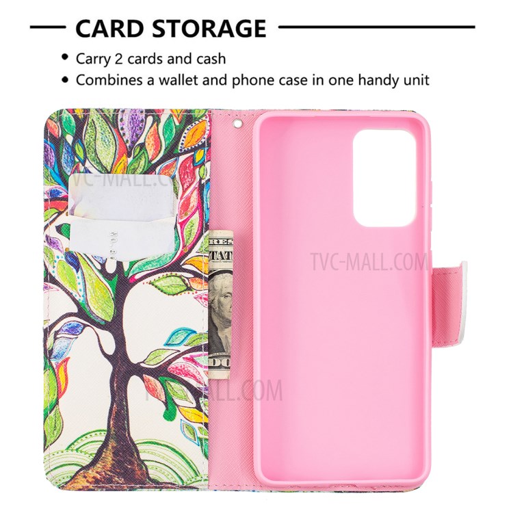 Hot Style Wallet Pattern Printing Stand Phone Case Cover for Samsung Galaxy A72 5G - Life Tree-6
