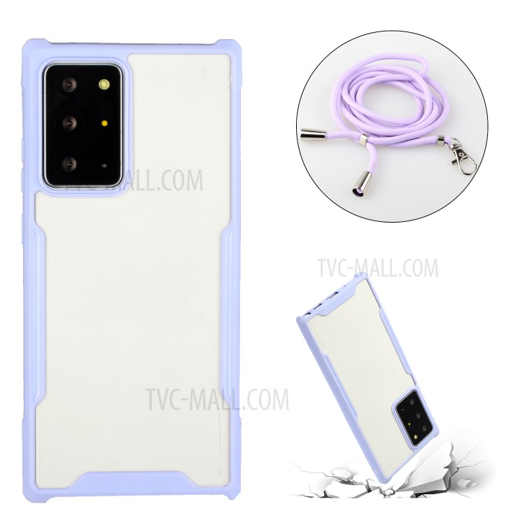 Acrylic+TPU Shockproof Phone Case with Strap for Samsung Galaxy S21 Ultra 5G - Purple-2