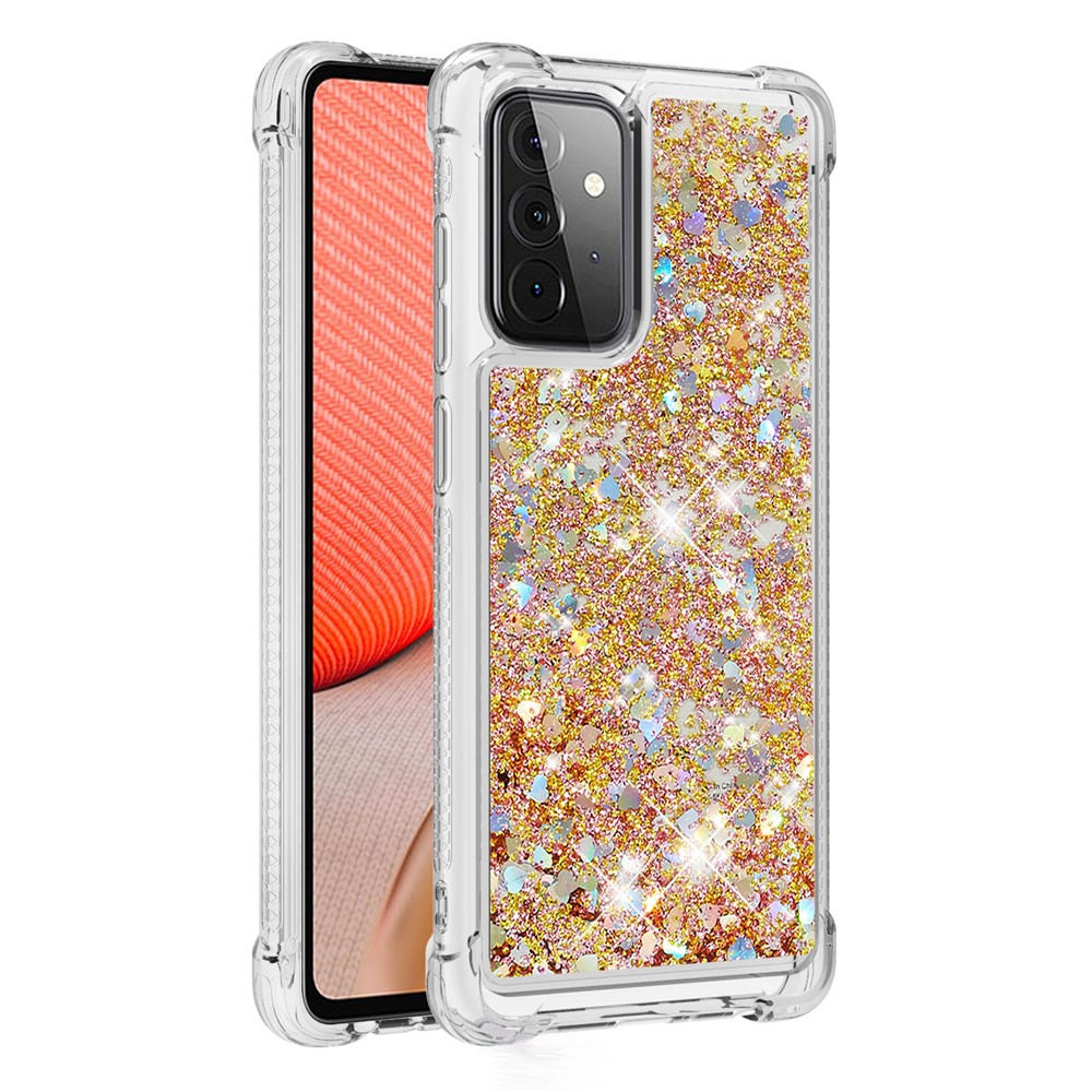 TPU Dynamic Quicksand Protective Cover Shell for Samsung Galaxy A72 5G - Gold-3