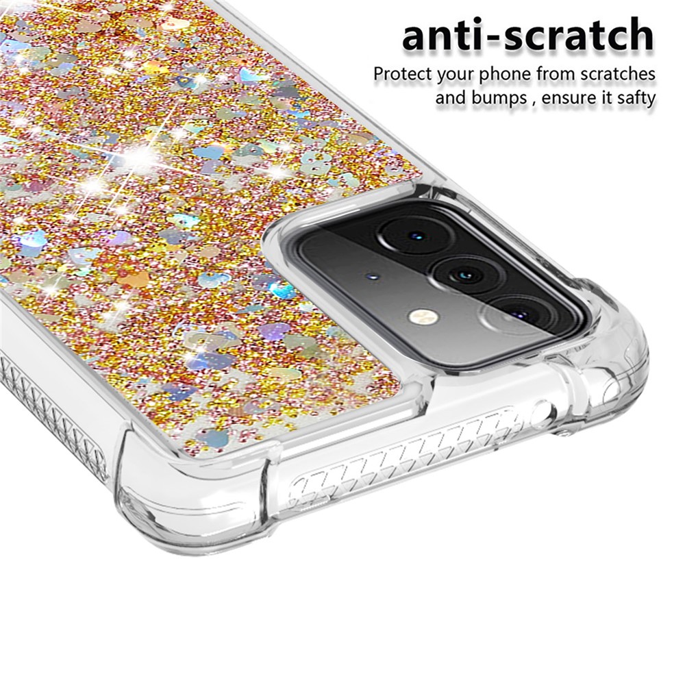 TPU Dynamic Quicksand Protective Cover Shell for Samsung Galaxy A72 5G - Gold-4