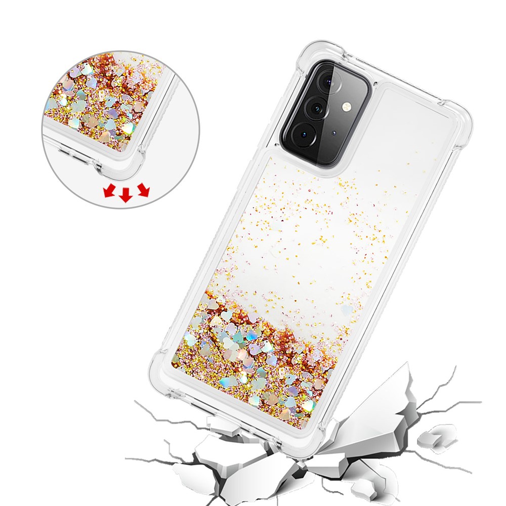 TPU Dynamic Quicksand Protective Cover Shell for Samsung Galaxy A72 5G - Gold-5