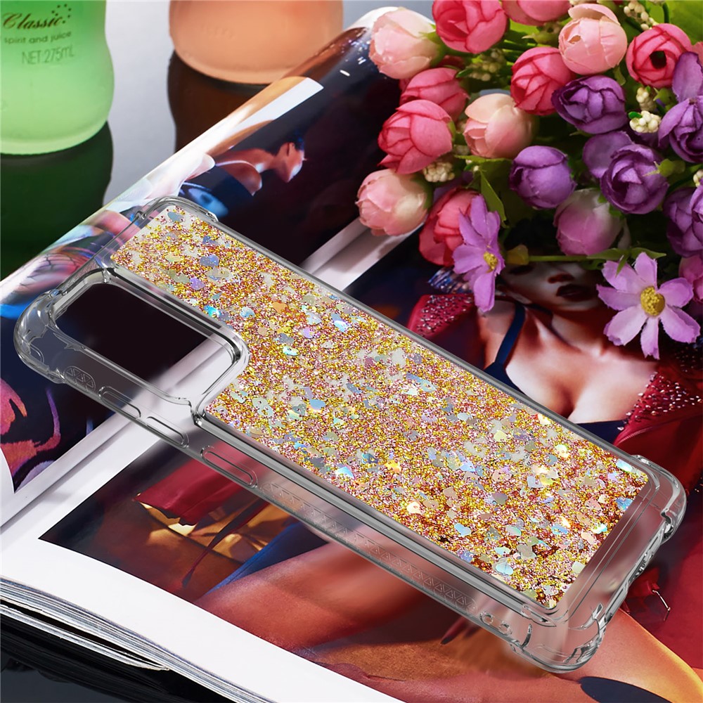 TPU Dynamic Quicksand Protective Cover Shell for Samsung Galaxy A72 5G - Gold-7