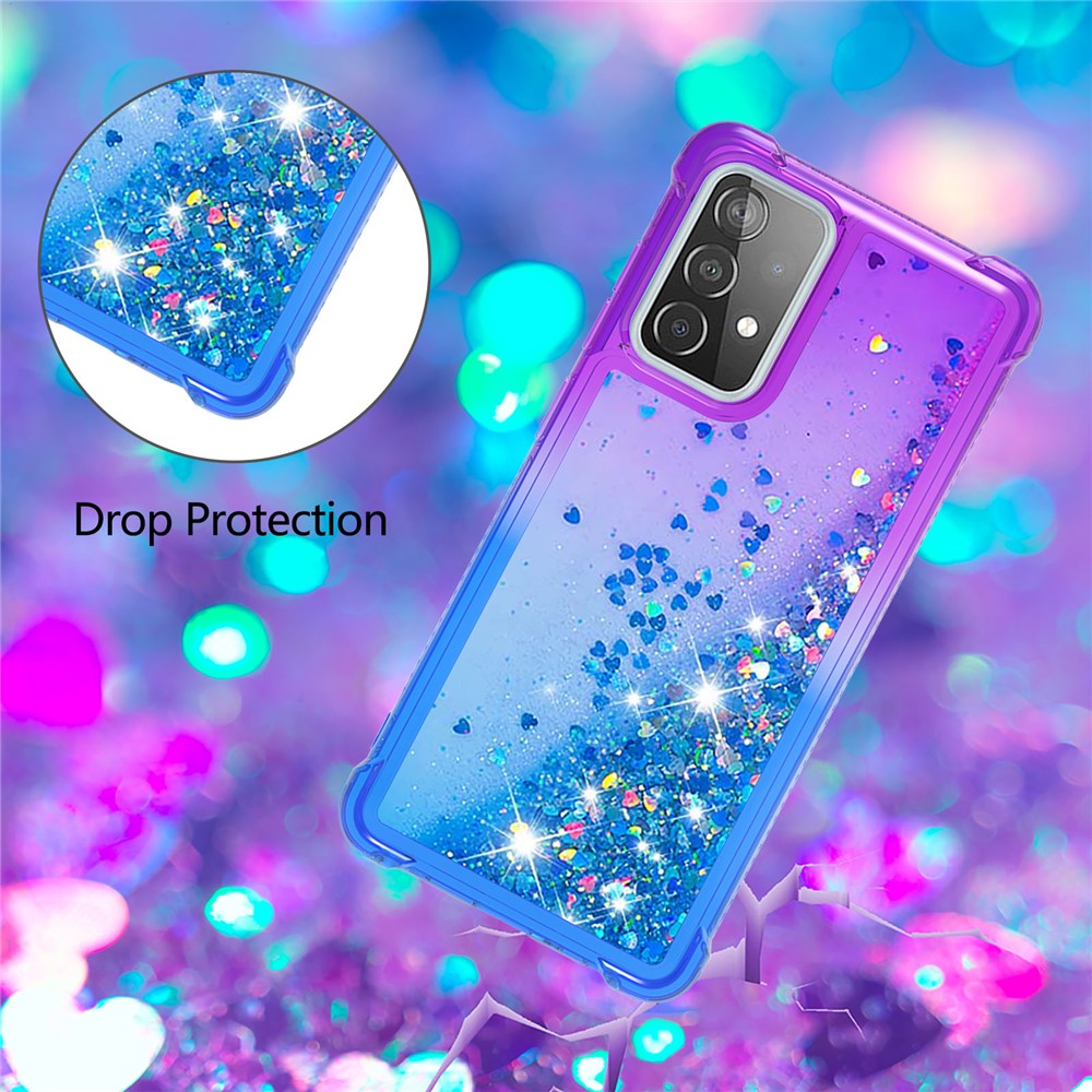 Cosco de Teléfonos Con Glitter y Tpu de Gradiente Anti-scratch Para Samsung Galaxy A52 4G/5G / A52s 5G - Azul Morado