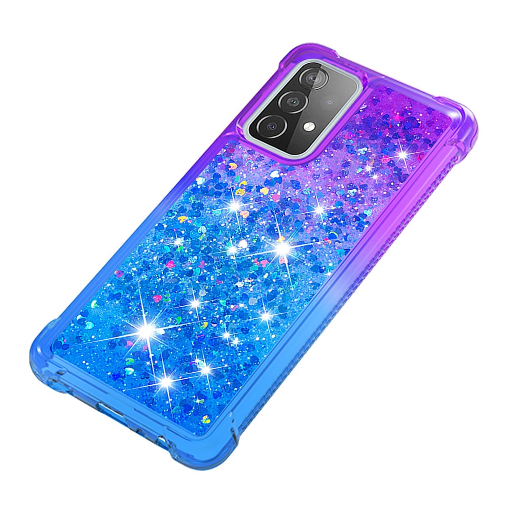 Cosco de Teléfonos Con Glitter y Tpu de Gradiente Anti-scratch Para Samsung Galaxy A52 4G/5G / A52s 5G - Azul Morado