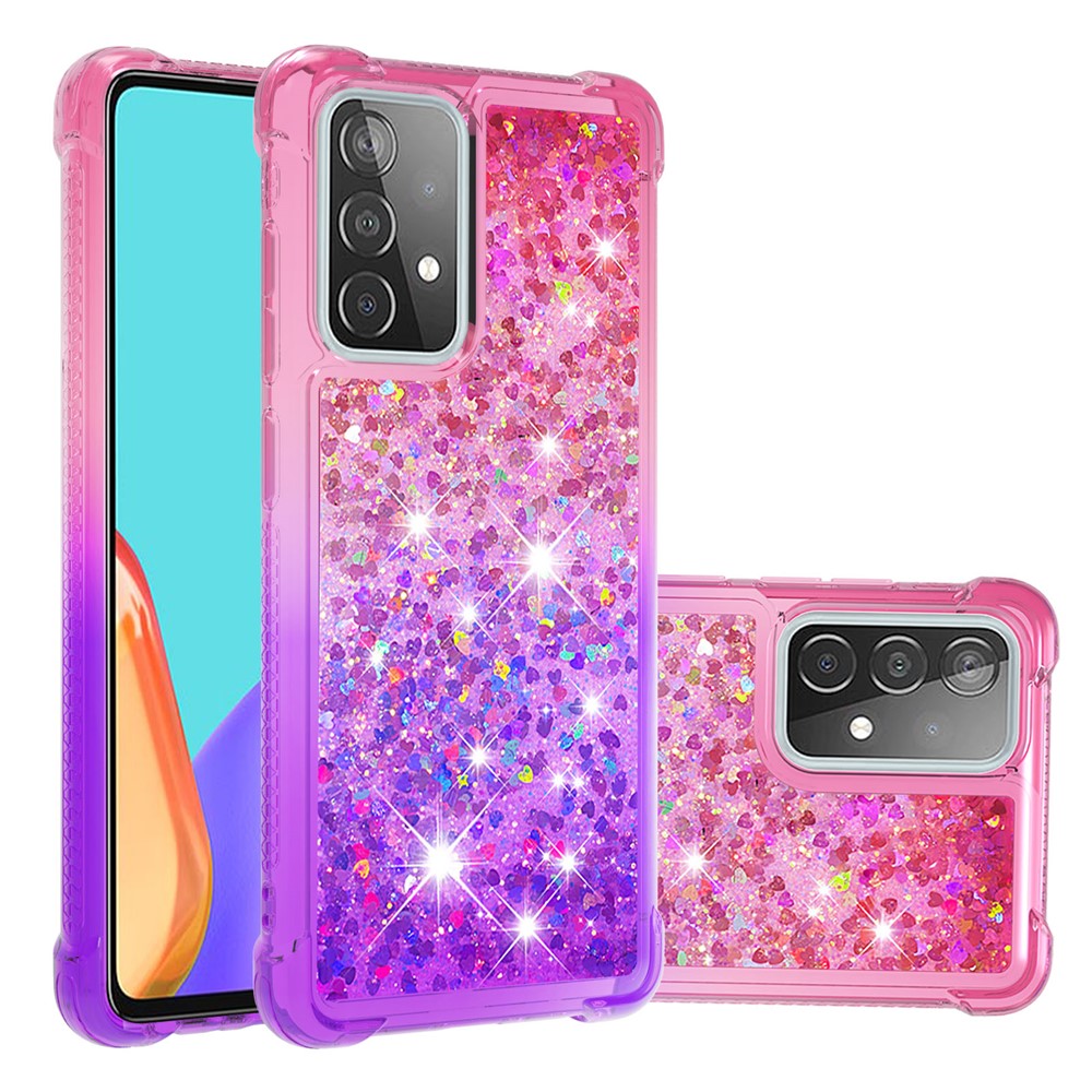 Anti-scratch Gradient Glitter Quicksand TPU Phone Casing for Samsung Galaxy A52 5G - Pink/Purple-1