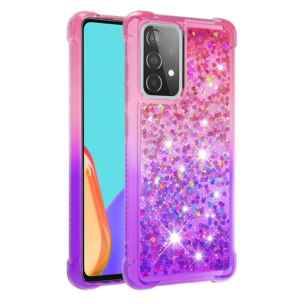 Anti-scratch Gradient Glitter Quicksand TPU Phone Casing for Samsung Galaxy A52 5G - Pink/Purple-3