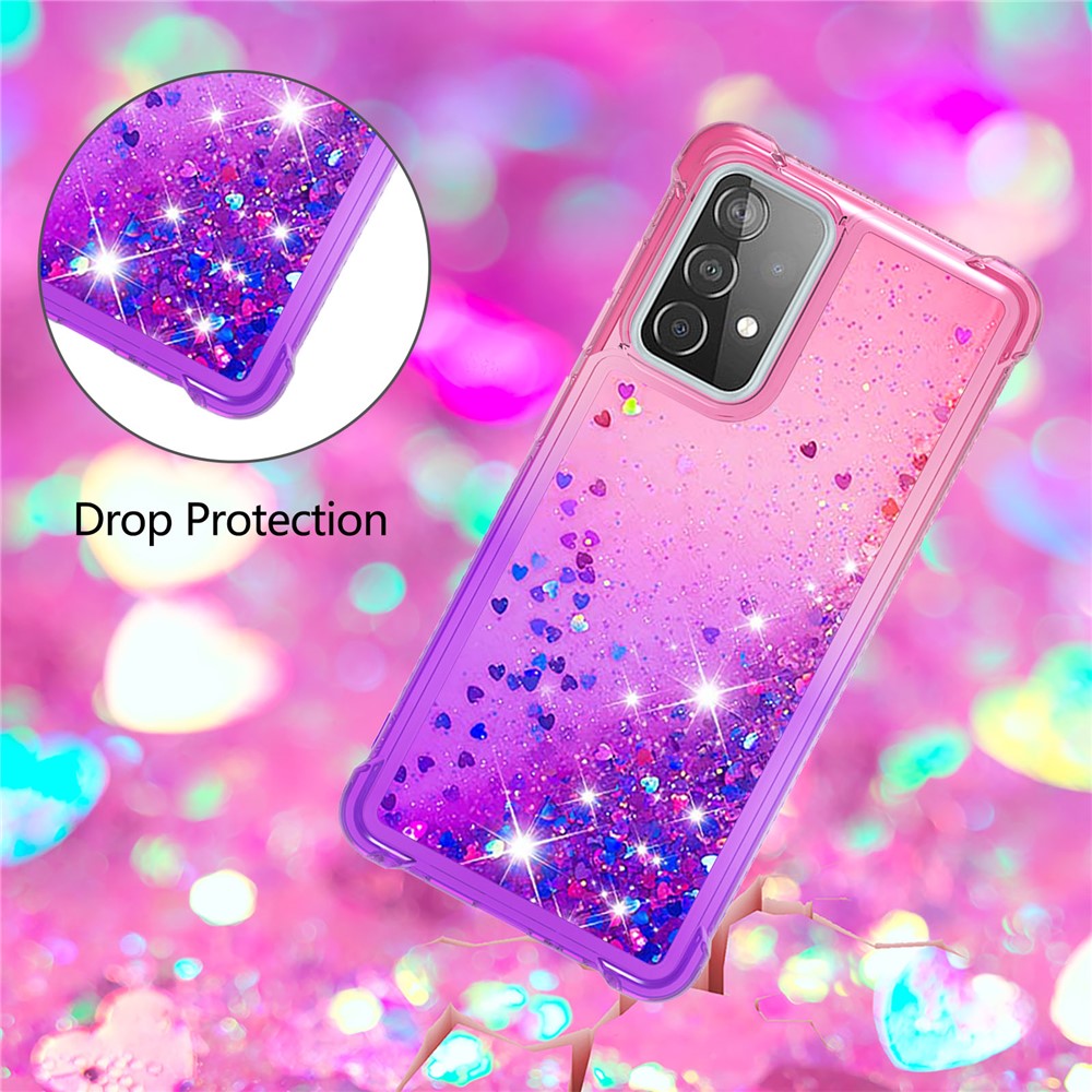 Anti-scratch Gradient Glitter Quicksand TPU Phone Casing for Samsung Galaxy A52 5G - Pink/Purple-5