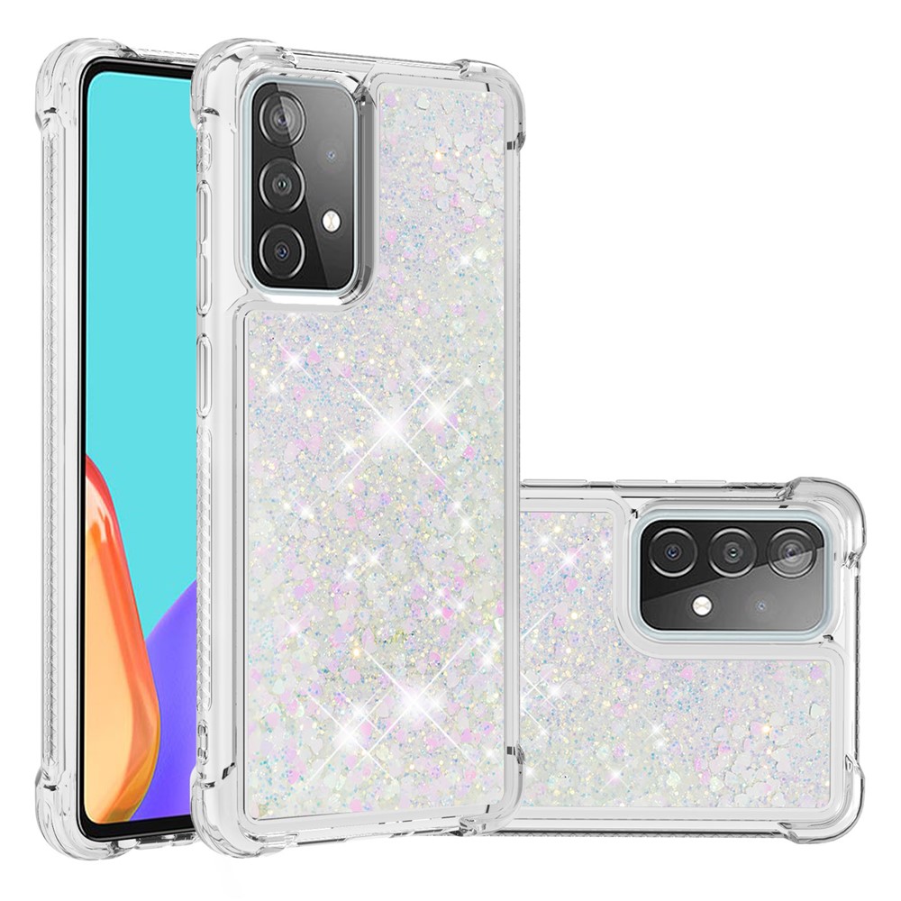 TPU Anti-scratch Dynamic Quicksand Cover Shell for Samsung Galaxy A52 5G - White-1