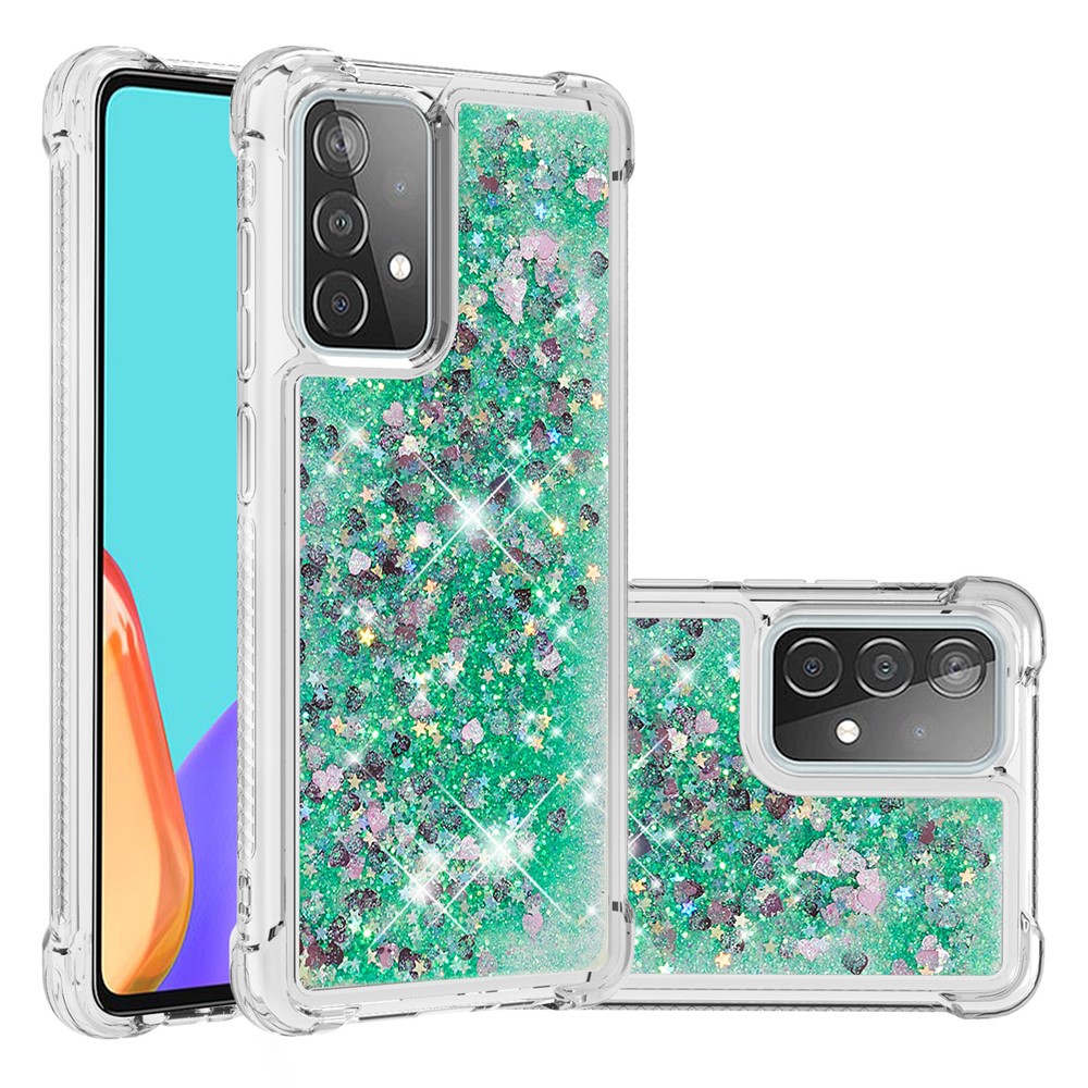 TPU Anti-scratch Dynamic Quicksand Cover Shell for Samsung Galaxy A52 5G - Green-1