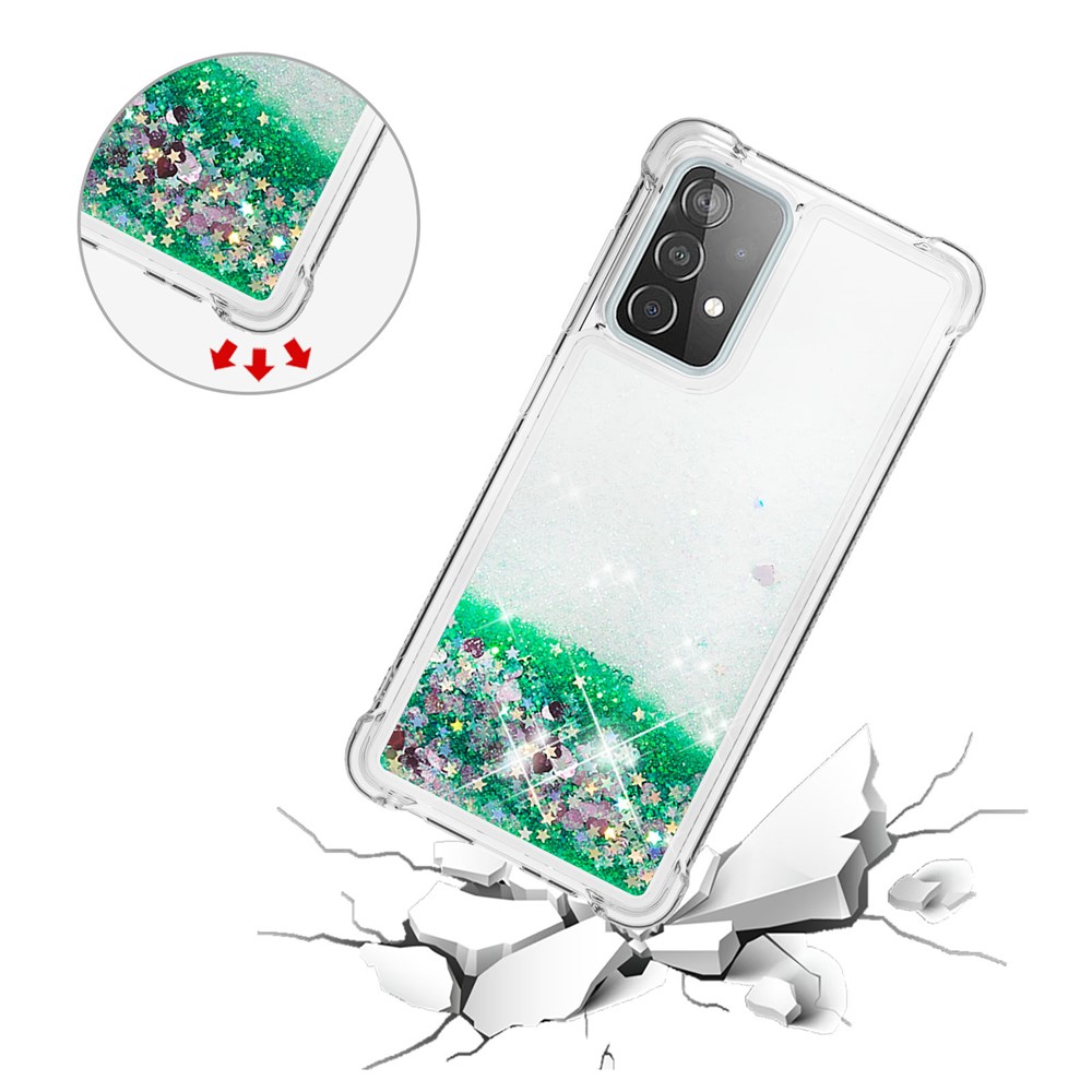TPU Anti-scratch Dynamic Quicksand Cover Shell for Samsung Galaxy A52 5G - Green-5