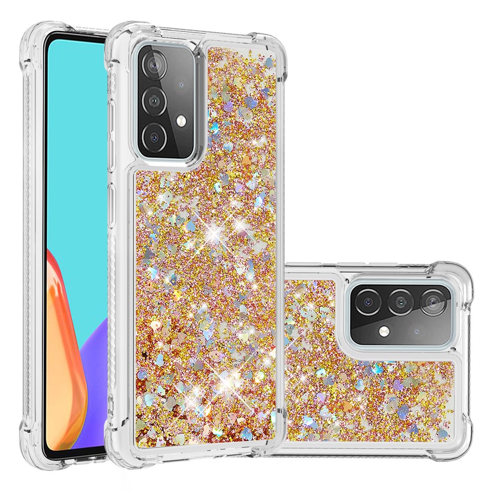 TPU Anti-scratch Dynamic Quicksand Cover Shell for Samsung Galaxy A52 5G - Gold-1