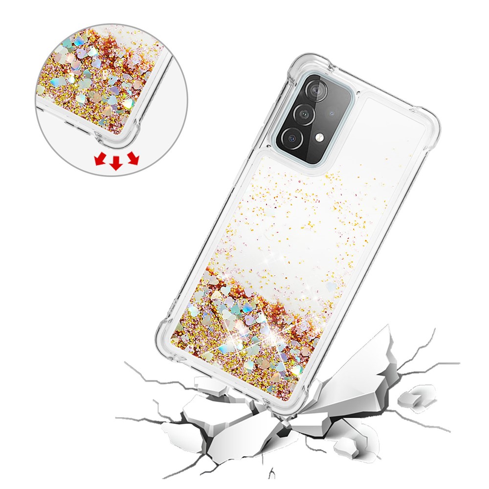 TPU Anti-scratch Dynamic Quicksand Cover Shell for Samsung Galaxy A52 5G - Gold-5