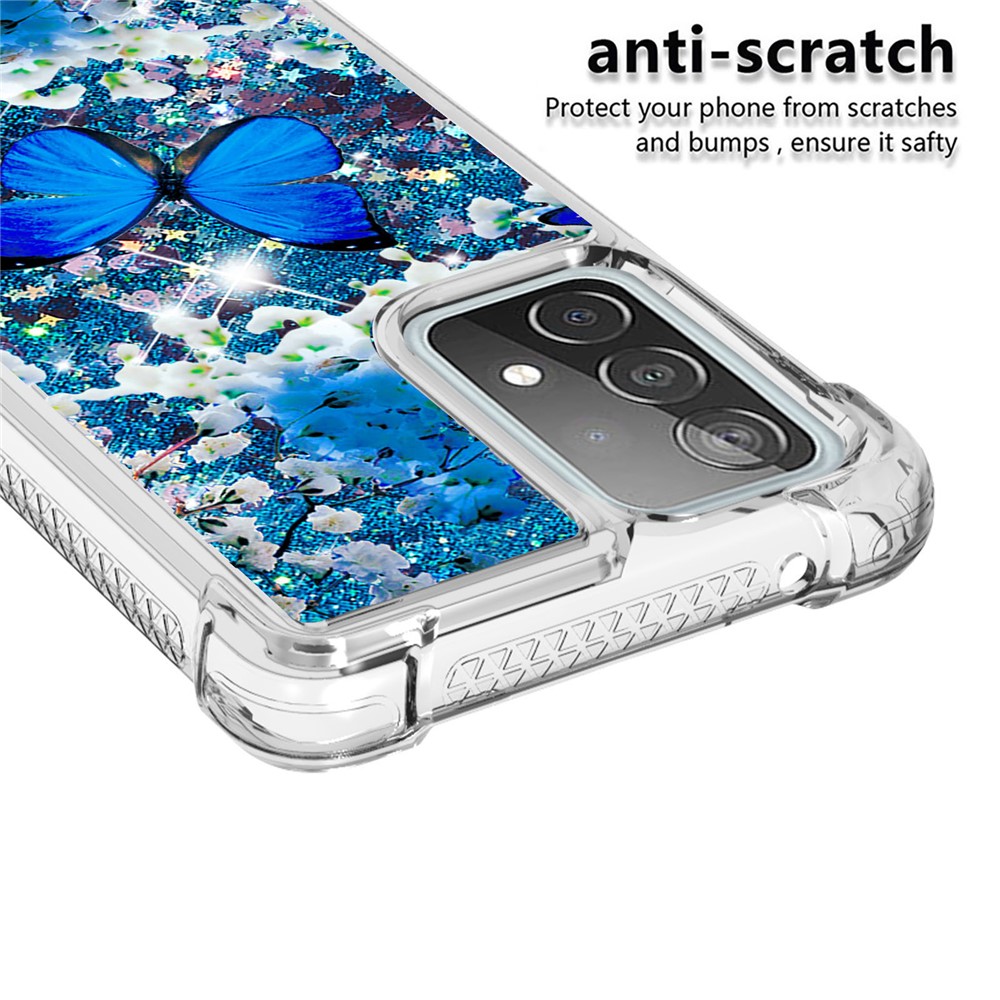 Patterned Quicksand Shockproof Protector for Samsung Galaxy A52 5G TPU Shell - Blue Butterfly-4