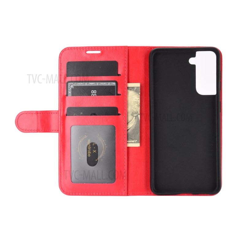 For Samsung Galaxy S21 Plus 5G Crazy Horse Texture Wallet Stand Leather Mobile Phone Case - Red-4