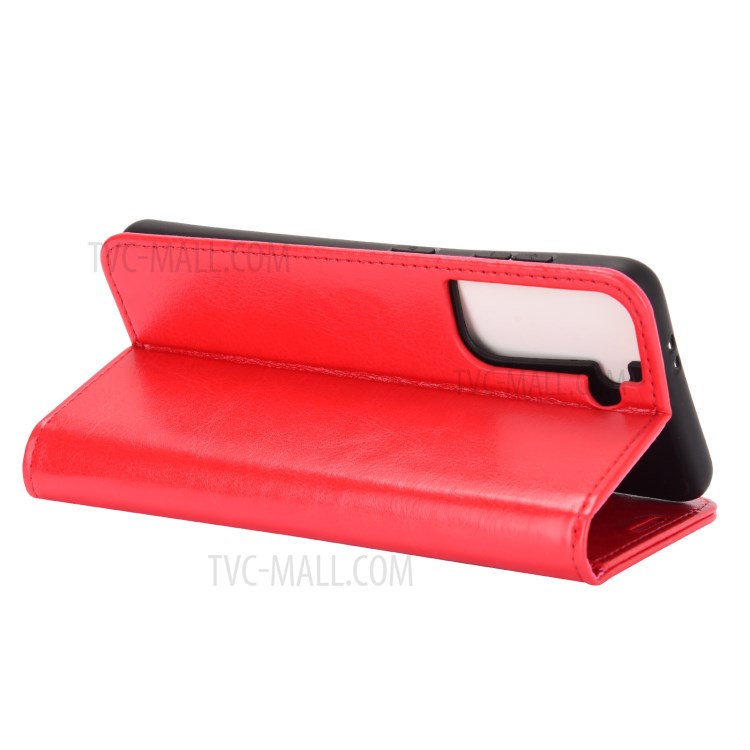 For Samsung Galaxy S21 Plus 5G Crazy Horse Texture Wallet Stand Leather Mobile Phone Case - Red-6