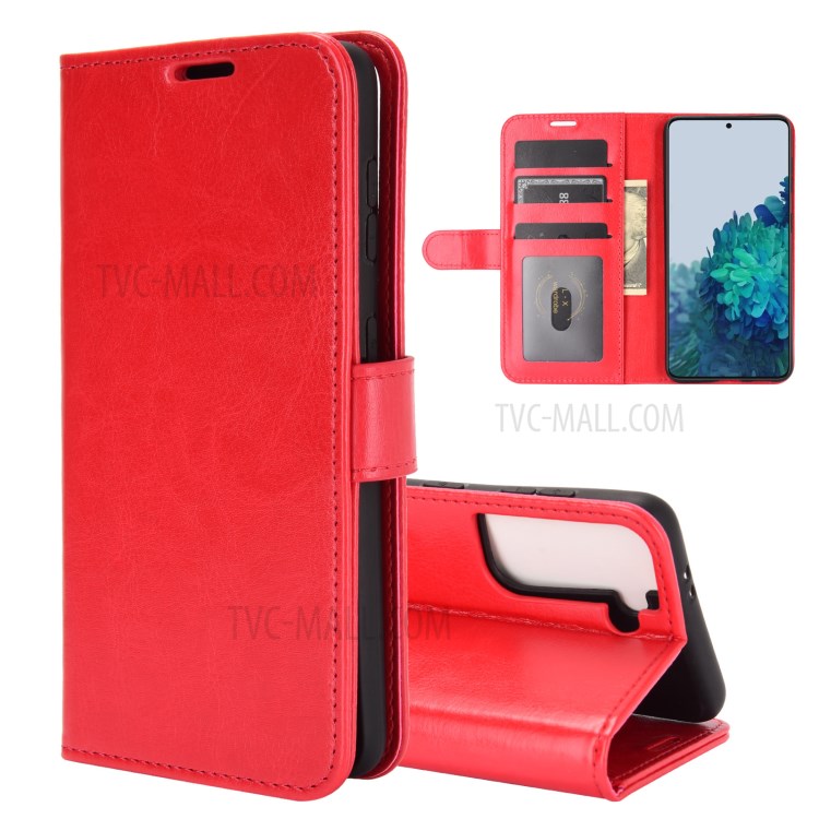 For Samsung Galaxy S21 Plus 5G Crazy Horse Texture Wallet Stand Leather Mobile Phone Case - Red-8
