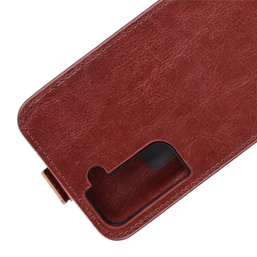 Crazy Horse Texture Flip Flip Leather Card Bohuser Para Samsung Galaxy S21 Más 5G - Marrón