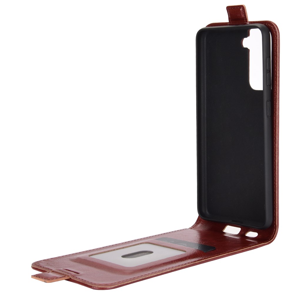 Crazy Horse Texture Vertical Flip Leather Card Holder Case for Samsung Galaxy S21 Plus - Brown-8