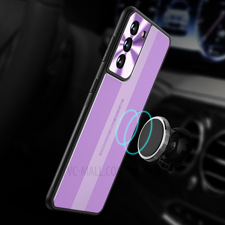 Shockproof Drop-proof TPU + Metal Hybrid Phone Protective Case for Samsung Galaxy S21+ 5G - Purple-3