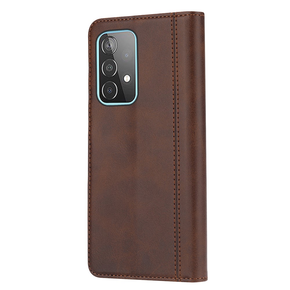 Leather Wallet Stand Phone Shell with Supporting Stand for Samsung Galaxy A72 5G - Brown-3