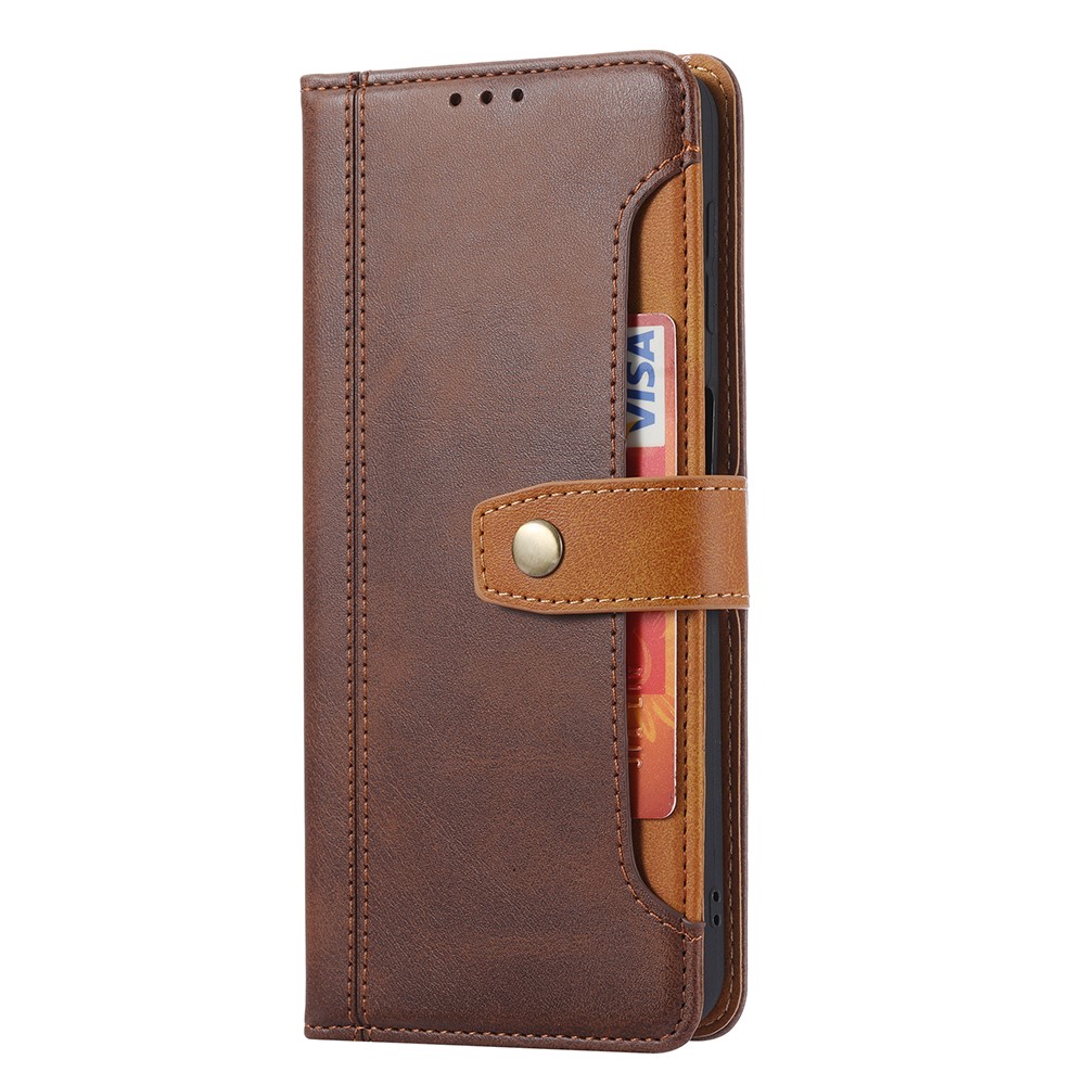 Leather Wallet Stand Phone Shell with Supporting Stand for Samsung Galaxy A52 5G - Brown-2