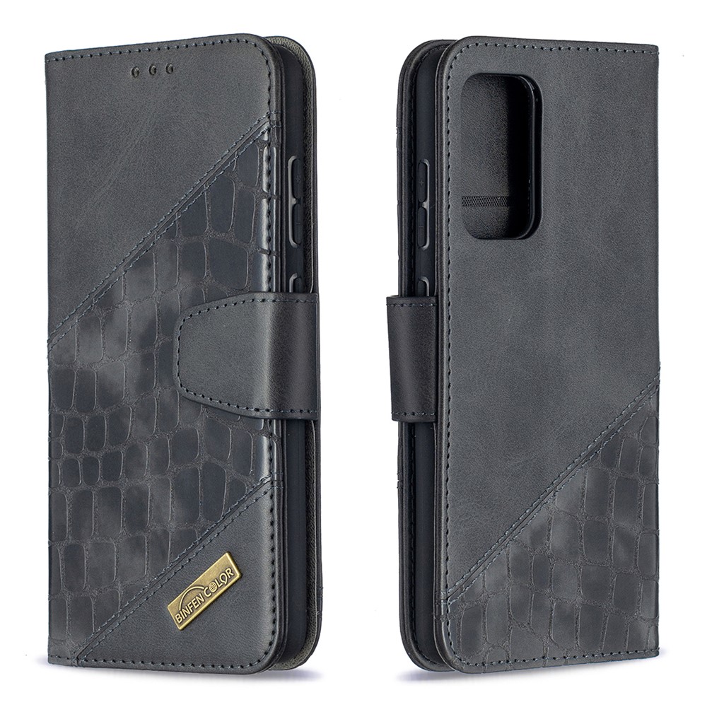 BF04 Splicing Crocodile Texture Protector Wallet Stand Leather Case for Samsung Galaxy A52 5G - Black-4