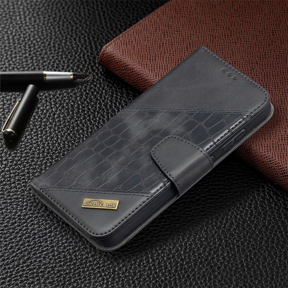 BF04 Splicing Crocodile Texture Protector Wallet Stand Leather Case for Samsung Galaxy A52 5G - Black-7