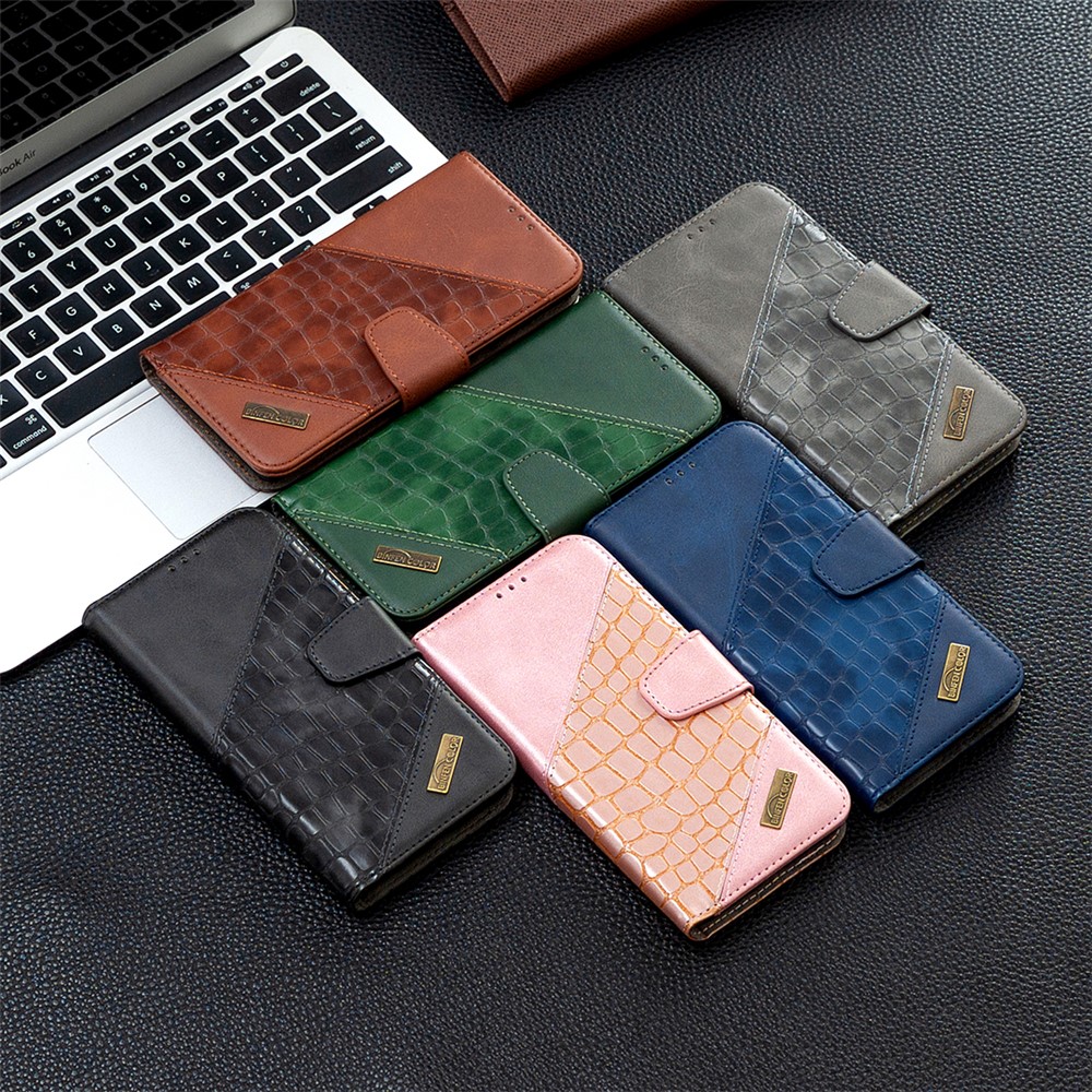 BF04 Splicing Crocodile Texture Protector Wallet Stand Leather Case for Samsung Galaxy A52 5G - Black-9