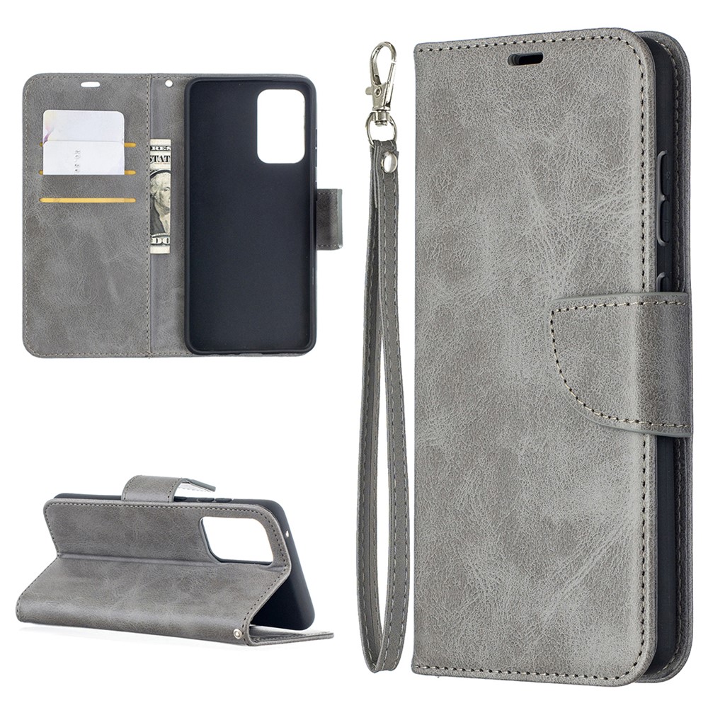 PU Leather Wallet Stylish Smartphone Case for Samsung Galaxy A52 5G - Grey-1