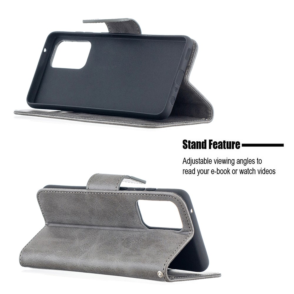 PU Leather Wallet Stylish Smartphone Case for Samsung Galaxy A52 5G - Grey-5