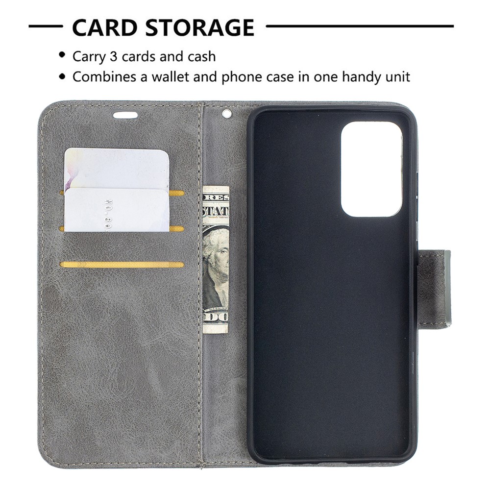 PU Leather Wallet Stylish Smartphone Case for Samsung Galaxy A52 5G - Grey-6