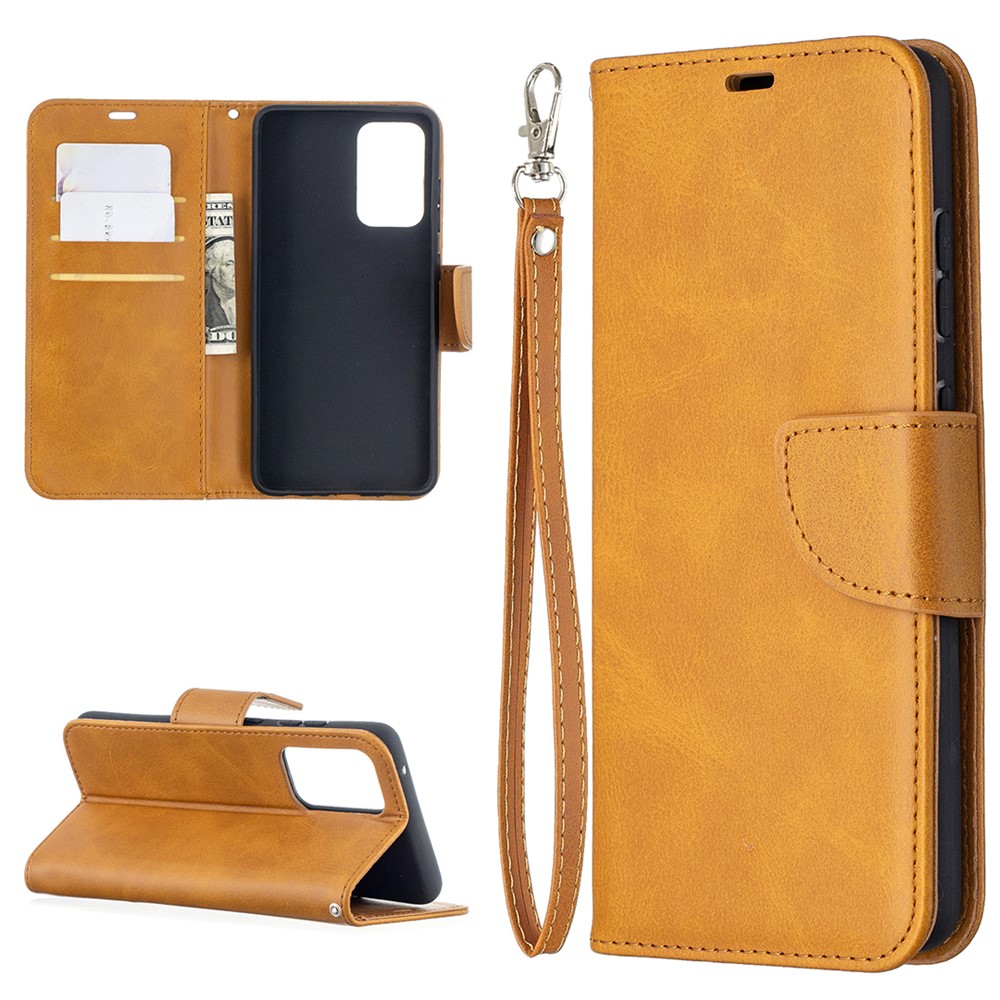 PU Leather Wallet Stylish Smartphone Case for Samsung Galaxy A52 5G - Yellow-1