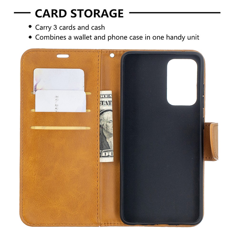PU Leather Wallet Stylish Smartphone Case for Samsung Galaxy A52 5G - Yellow-6
