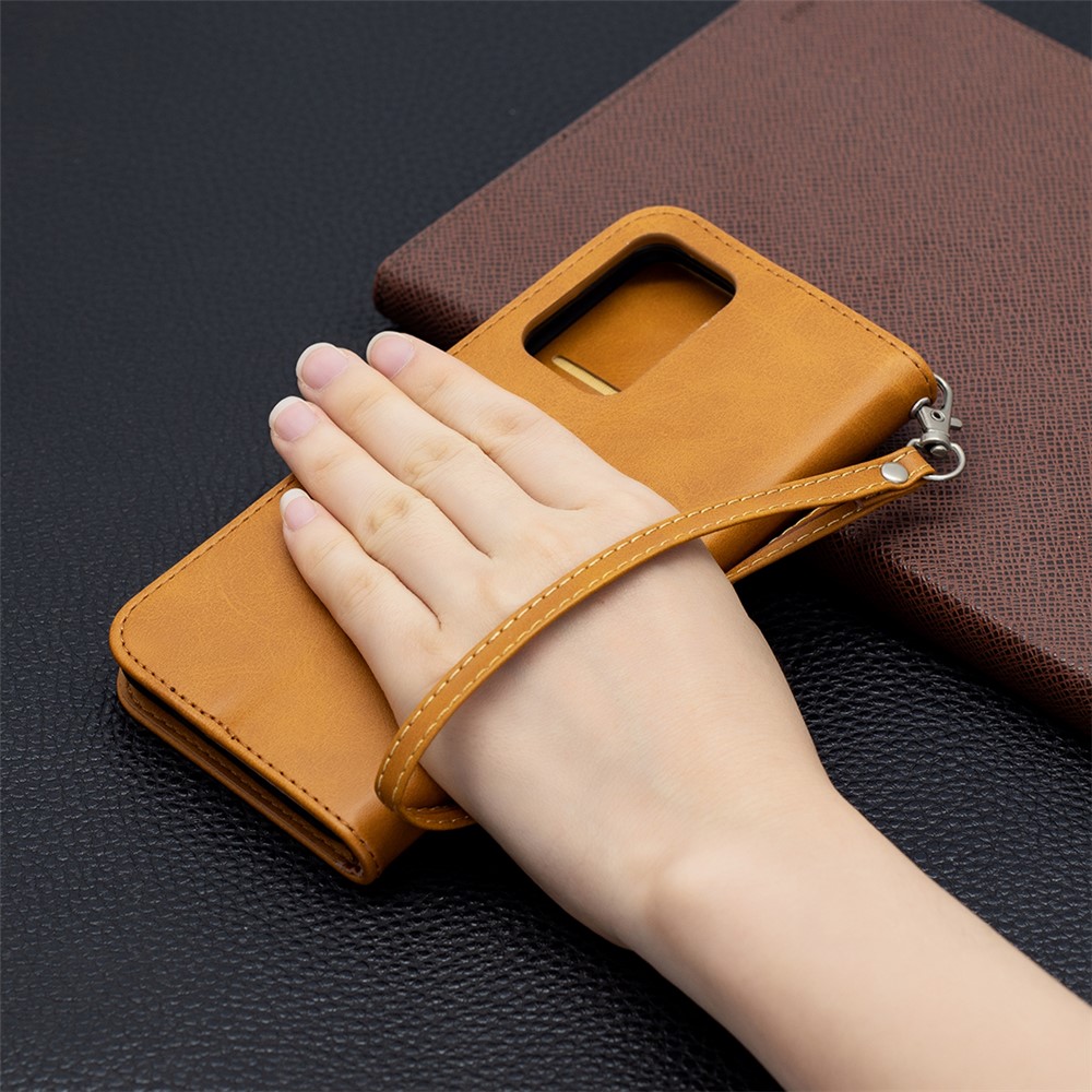 PU Leather Wallet Stylish Smartphone Case for Samsung Galaxy A52 5G - Yellow-9